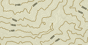 Curvas de nivel en un mapa