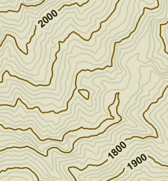 Curvas de nivel en un mapa